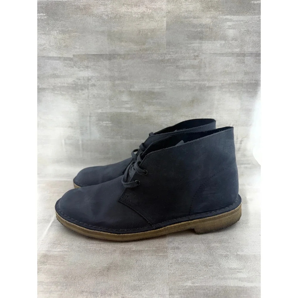 Clarks Originals Desert Boot Navy Blue Leather Chukka Boots Men Sz 10.5M